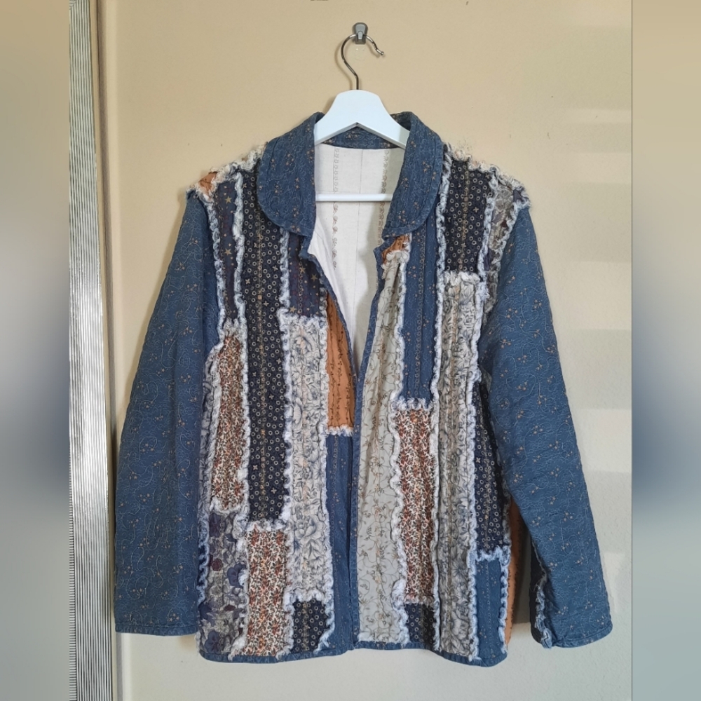 Handmade Quilt Patchwork Jacket Quilted Granny Kitschy Eclectic Casual Cozy